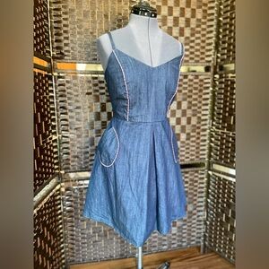 Smack Parlour Denim baby doll dress Farm XL cowgirl country western gingham jean